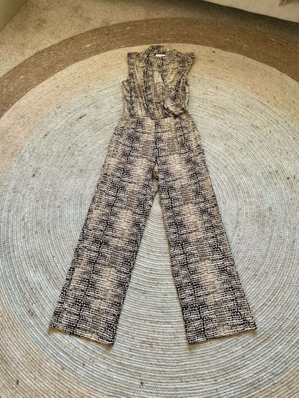 Calvin Klein Black and Cream Printed Jumpsuit